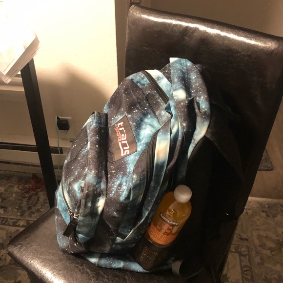 JanSport Trans SuperMax Backpack Laptop Sleeve Cosmos Galaxy Space Teal Blue - Picture 2 of 14